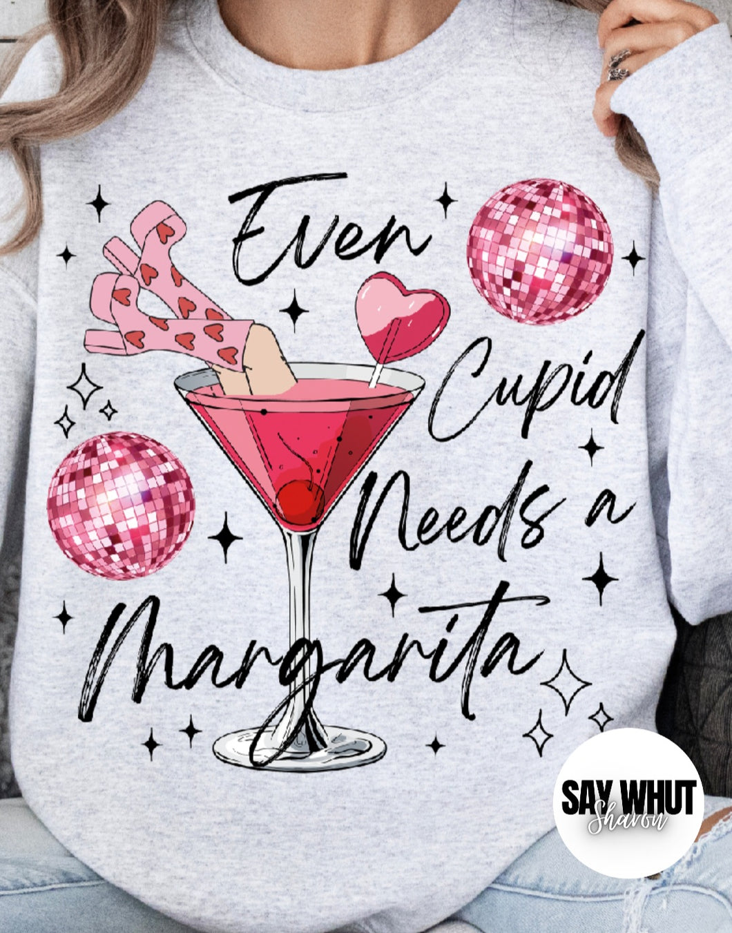 EVEN CUPID NEEDS A MARGARITA / SPORT GRAY TSHIRT